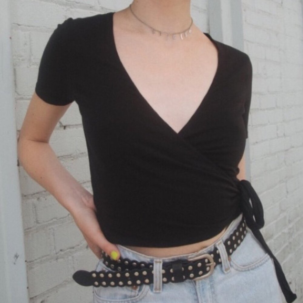 brandy Melville black wrap tee